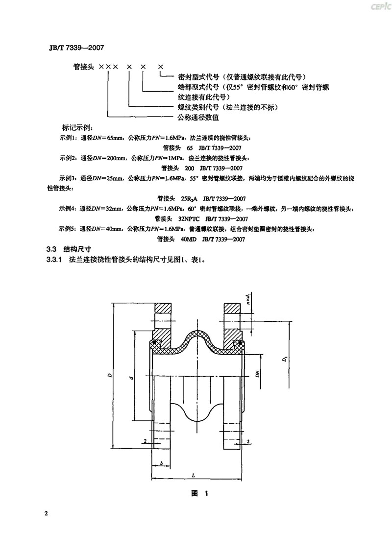 【機(jī)械標(biāo)準(zhǔn)】JB/T 7339-2007撓性管接頭“只為分享更多正確知識” 【機(jī)械標(biāo)準(zhǔn)】JB/T 7339-2007撓性管接頭“只為分享更多正確知識”
